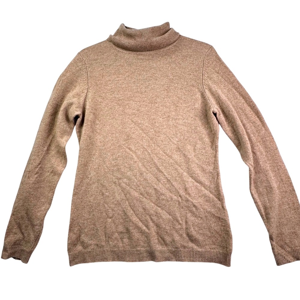 Charter Club Turtleneck Sweater Women Small Tan Cashmere Luxury Classic